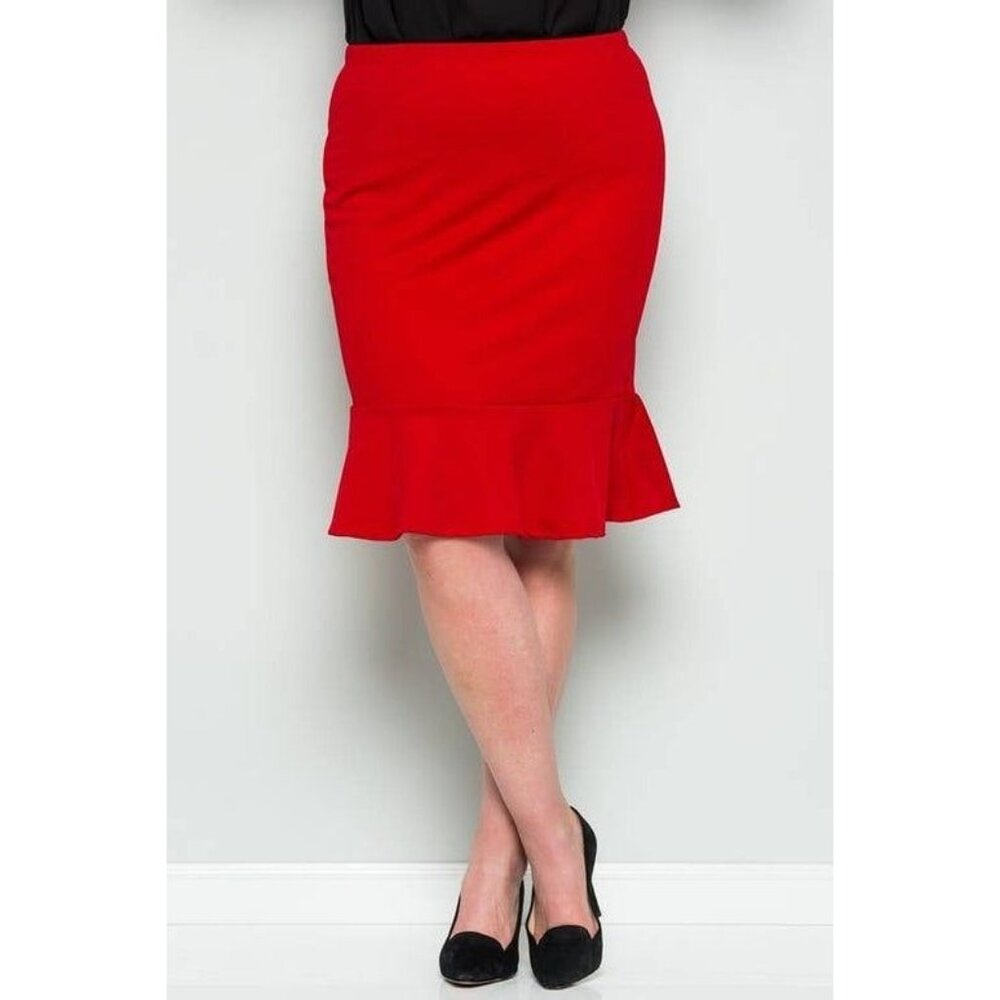 Red Ruffle Mermaid Skirt By Amie 1X (Other Sizes Available)